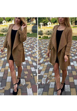 Khaki Plain Pockets Long Sleeve Casual Cardigan Sweater Khaki Plain Pockets Long Sleeve Casual Cardigan Sweater
