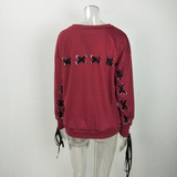 Red Drawstring Round Neck Long Sleeve Fashion Pullover Sweatshirt