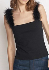 Black Patchwork Square Neck Fashion Slim Thin Vest