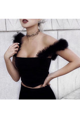 Black Patchwork Square Neck Fashion Slim Thin Vest