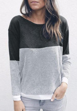 Grey Patchwork Cut Out Cross Back Round Neck Backless Pullover Sweater