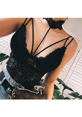 Black Floral Lace Condole Belt Backless Fashion Vest