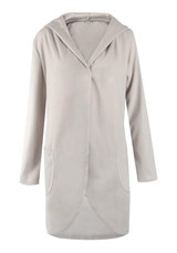 Light Grey Plain Pockets Hooded No Button Long Sleeve Coat Light Grey Plain Pockets Hooded No Button Long Sleeve Coat