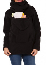 Black Multi-functional Zipper Kangaroo Baby Bags Hooded Cardigan Fashion Sweatshirt
