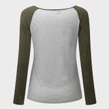 Women T-shirt Christmas Letter Print Mosaic Top Casual O-neck Raglan Long Sleeve T shirt