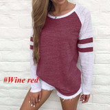 Fashion Women Ladies Long Sleeve Splice Blouse Tops Clothes T Shirt De manga larga