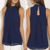 Casual Women Casual Chiffon Blouse Sleeveless Shirt T-shirt Summer Blouse Tops
