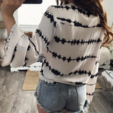 Casual Women Loose Long Sleeve Printed Tops Chiffon Casual Blouse Amazing Good