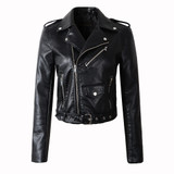 Women Autunm Winter Red Faux Leather Jackets Lady Bomber Motorcycle Cool Outerwear Coat