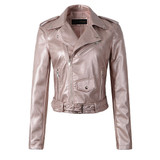 Women Autunm Winter Red Faux Leather Jackets Lady Bomber Motorcycle Cool Outerwear Coat