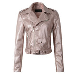 Women Autunm Winter Red Faux Leather Jackets Lady Bomber Motorcycle Cool Outerwear Coat