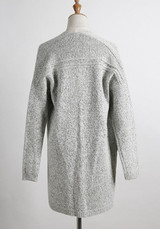 Grey Plain Pockets Round Neck Long Sleeve Casual Cardigan Sweater Grey Plain Pockets Round Neck Long Sleeve Casual Cardigan Sweater