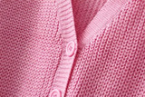Casual Pink  Plain Pockets Long Sleeve Cardigan Casual Pink  Plain Pockets Long Sleeve Cardigan