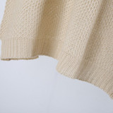 Casual Beige Plain Hollow-out Round Neck Pullover Sweater