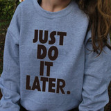 Grey Letter Print Round Neck Casual Pullover Sweater