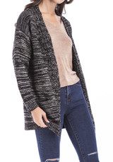 Casual Black Pockets Draped Oversize Long Sleeve Casual Cardigan Sweater