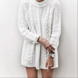 Casual White Plain Irregular Round Neck Long Sleeve Pullover Sweater