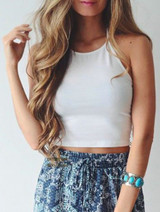 Casual Sweet Fantasy Open Back Halter Solid Color Top