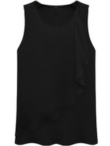 Casual Round Neck Flounce Plain Sleeveless T-Shirt Casual Round Neck Flounce Plain Sleeveless T-Shirt