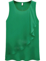 Casual Round Neck Flounce Plain Sleeveless T-Shirt Casual Round Neck Flounce Plain Sleeveless T-Shirt