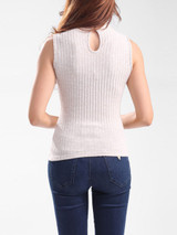 Casual Band Collar Plain Sleeveless T-Shirt