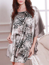 Casual Leopard Printed Satin Nightgown