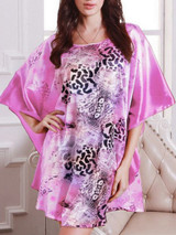 Casual Leopard Printed Satin Nightgown