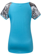 Casual Round Neck Glitter Raglan Short Sleeve T-Shirt