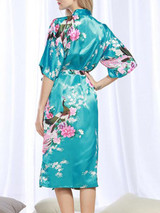 Casual Floral Peacock Kimono Sleeve Nightgown