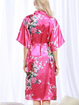 Casual Floral Peacock Kimono Sleeve Nightgown