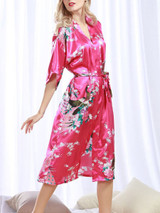 Casual Floral Peacock Kimono Sleeve Nightgown
