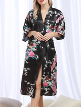 Casual Floral Peacock Kimono Sleeve Nightgown