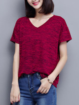 Casual Loose V-Neck Short Sleeve T-Shirt
