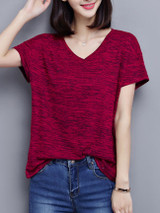 Casual Loose V-Neck Short Sleeve T-Shirt