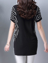 Casual Round Neck Striped Longline Blouse