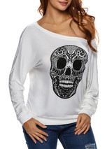 Casual Round Neck Skull Printed Long Sleeve T-Shirt Casual Round Neck Skull Printed Long Sleeve T-Shirt