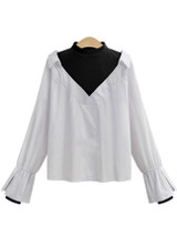 Casual Loose V-Neck Long Sleeve Blouse