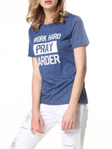 Casual Round Neck Letters Printed Short Sleeve T-Shirt