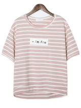 Casual Round Neck Letters Striped Short Sleeve T-Shirt