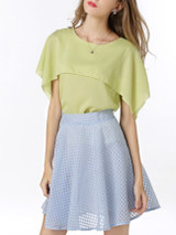 Casual Round Neck Elegant Flounce Plain Short Sleeve T-Shirt Casual Round Neck Elegant Flounce Plain Short Sleeve T-Shirt