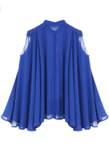 Casual Loose Band Collar Asymmetric Hem Color Block Chiffon Sleeveless T-Shirt