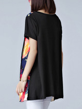 Casual Round Neck Abstract Print Blouse