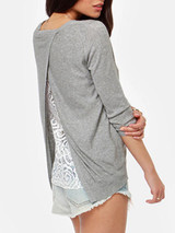 Casual Round Neck Patchwork Plain Long Sleeve T-Shirt Casual Round Neck Patchwork Plain Long Sleeve T-Shirt