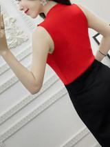 Casual Crew Neck Plain Sleeveless T-Shirt