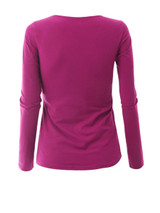 Casual V-Neck Lace-Up Plain Long Sleeve T-Shirt