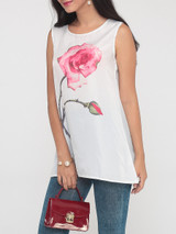 Casual Floral Printed Crew Neck Sleeveless-t-shirt