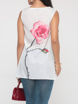 Casual Floral Printed Crew Neck Sleeveless-t-shirt