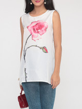 Casual Floral Printed Crew Neck Sleeveless-t-shirt