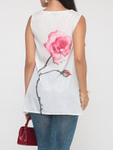Casual Floral Printed Crew Neck Sleeveless-t-shirt