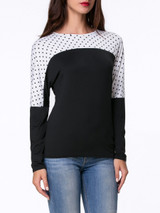 Casual Round Neck Polka Dot Batwing Long Sleeve T-Shirt Casual Round Neck Polka Dot Batwing Long Sleeve T-Shirt